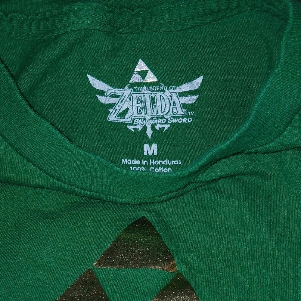 Green Zelda T-Shirt with Gold Triforce Design